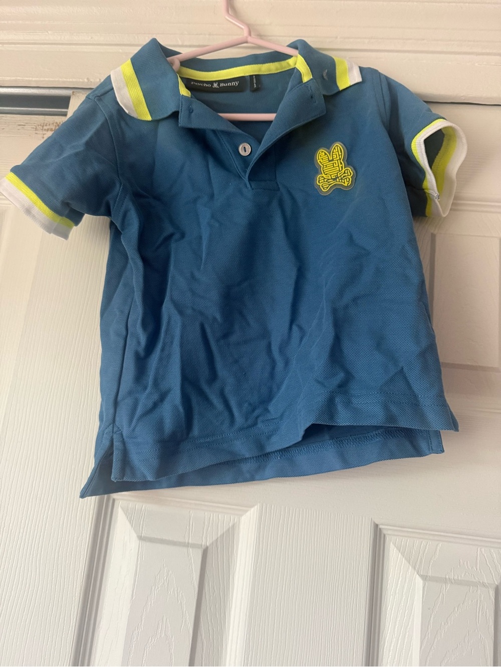 Psycho Bunny Blue Polo with Neon Yellow Accents